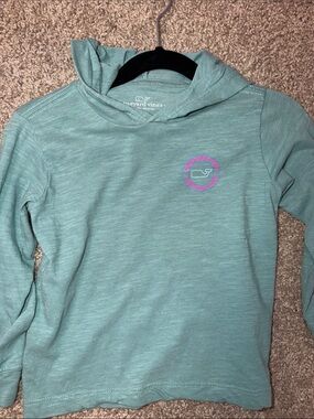 Vineyard Vines Teal Girls' Hoodie with Pink Whale Emblem 2T